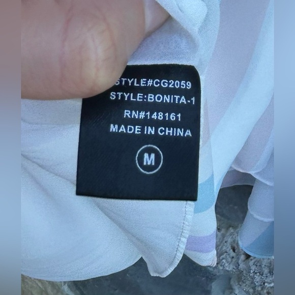 Buddy Love Babydoll Mini Dress Sz M Pastel Stripes Flowy Spring Easter Strapless - Picture 4 of 6